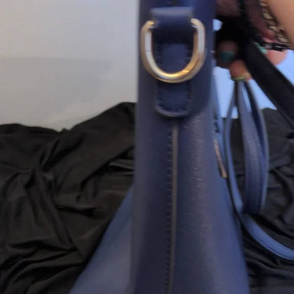 kate spade navy blue tote with gold plaque - Picture 6 of 16